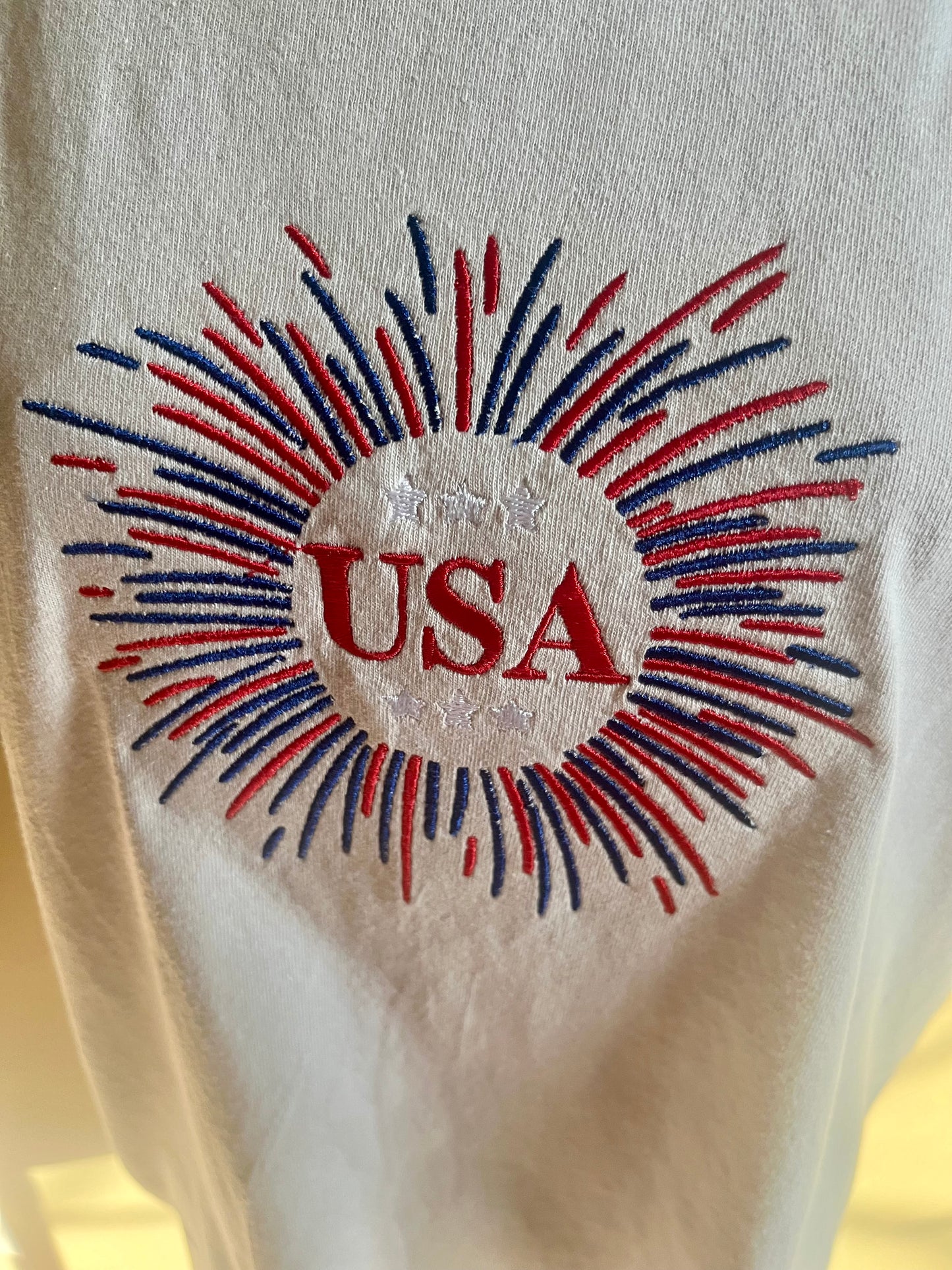 Embroidered Adult Patriotic USA Fireworks TShirt - Celebrate Independence Day July 4th