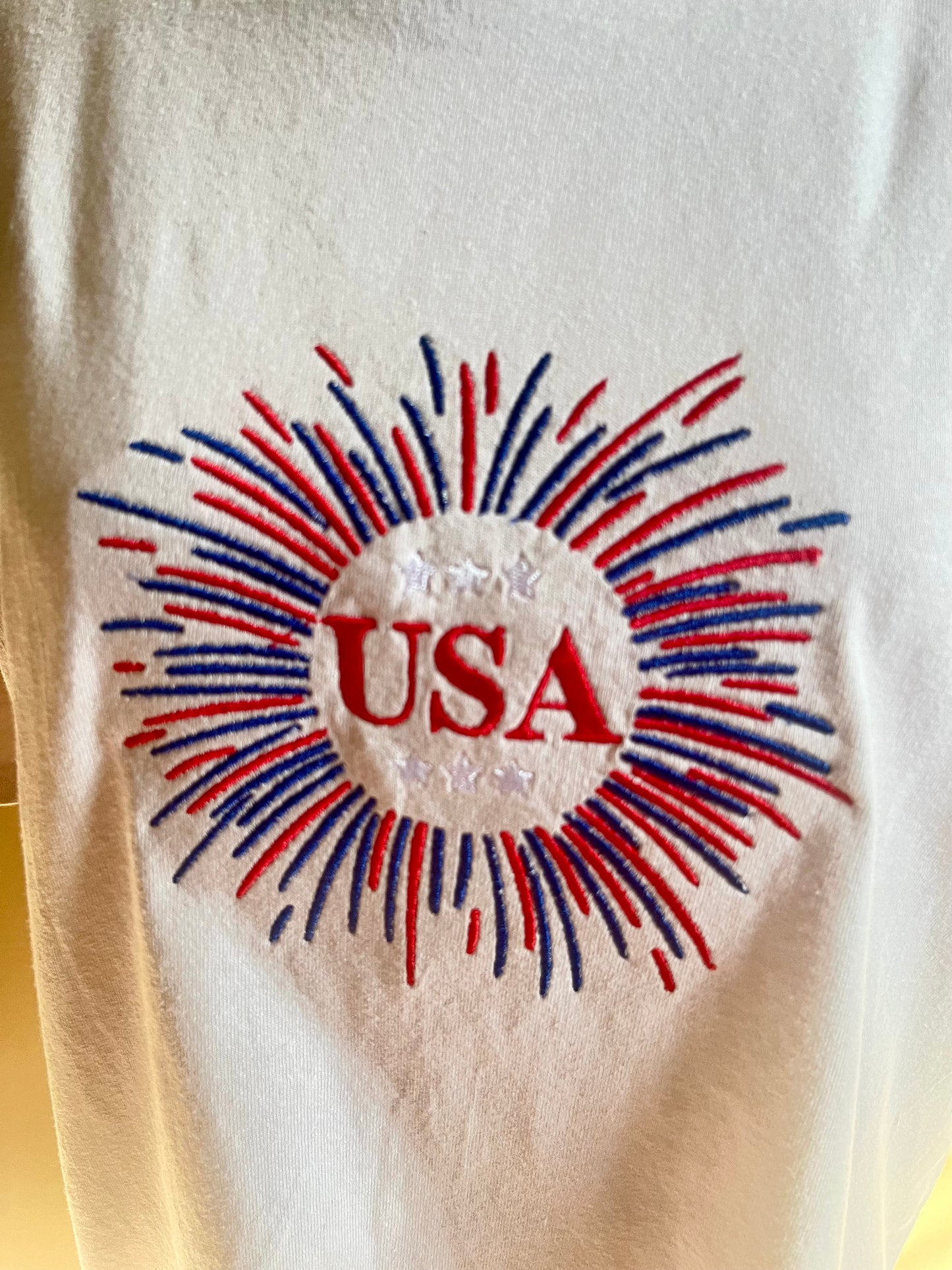 Embroidered Adult Patriotic USA Fireworks TShirt - Celebrate Independence Day July 4th