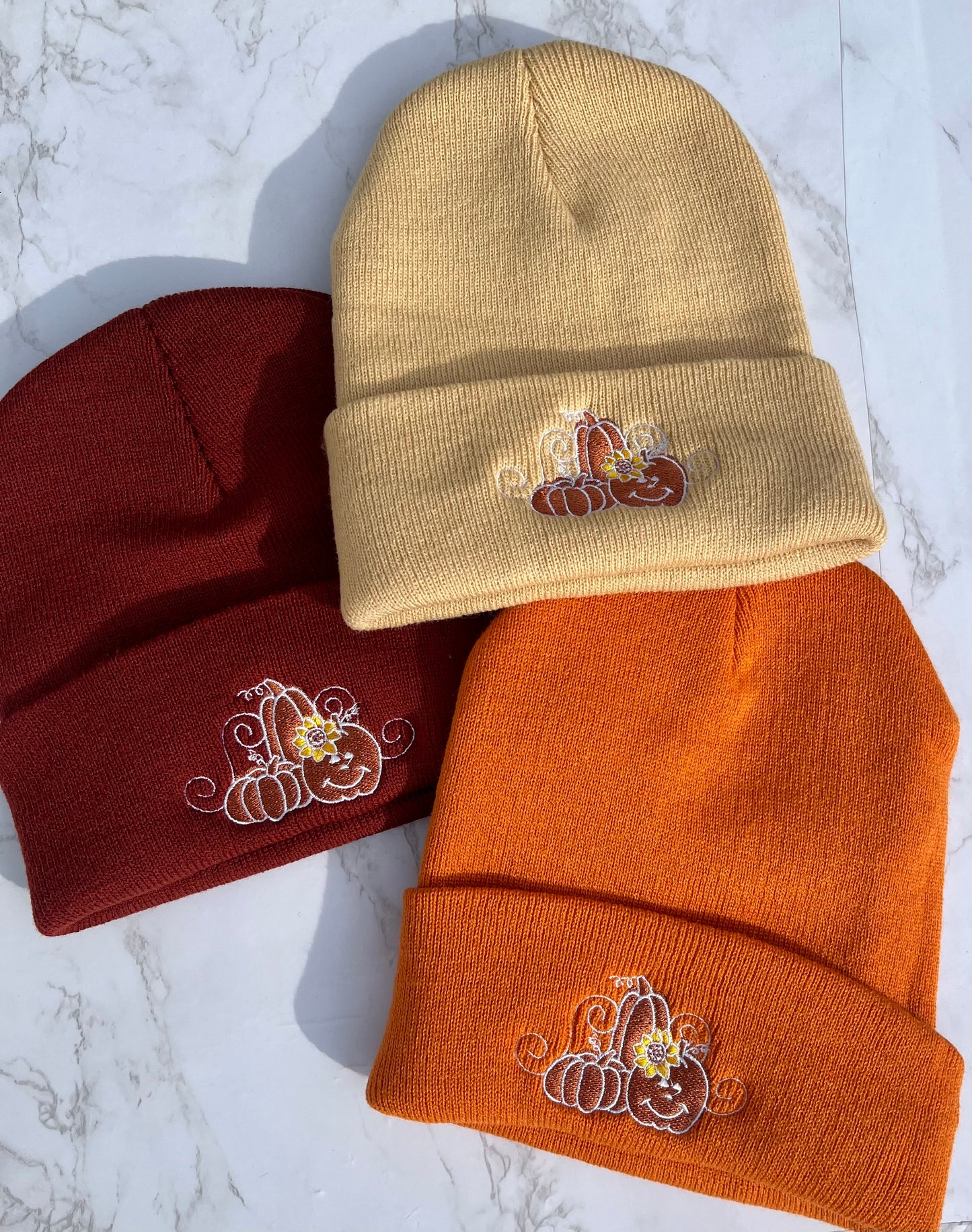 Embroidered Fall Beanies - Pumpkin patch- Fall accessories - multiple colors