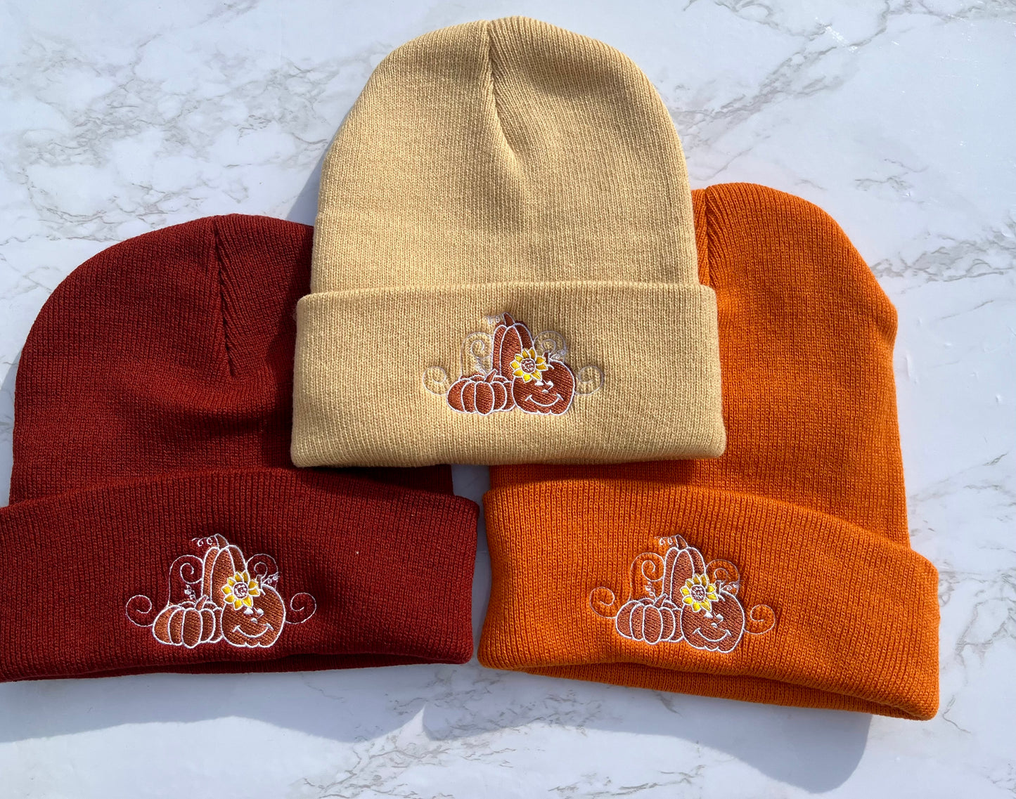 Embroidered Fall Beanies - Pumpkin patch- Fall accessories - multiple colors