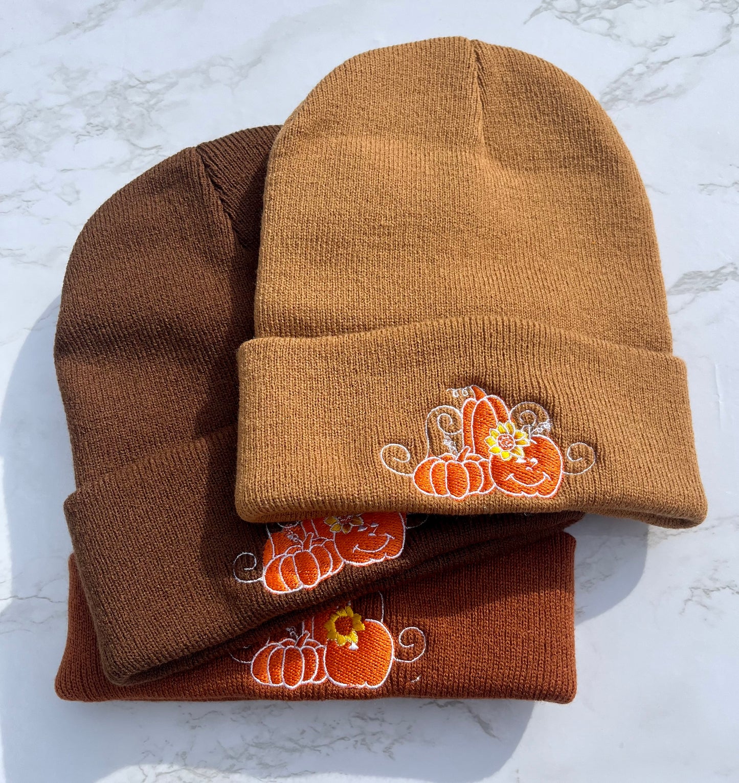 Embroidered Fall Beanies - Pumpkin patch- Fall accessories - multiple colors