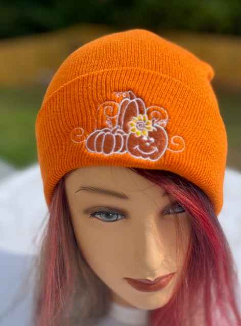 Embroidered Fall Beanies - Pumpkin patch- Fall accessories - multiple colors
