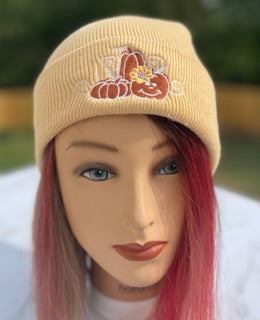 Embroidered Fall Beanies - Pumpkin patch- Fall accessories - multiple colors