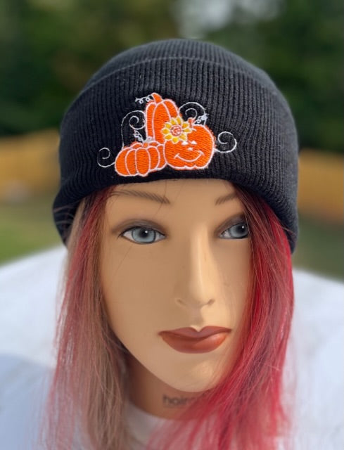 Embroidered Fall Beanies - Pumpkin patch- Fall accessories - multiple colors