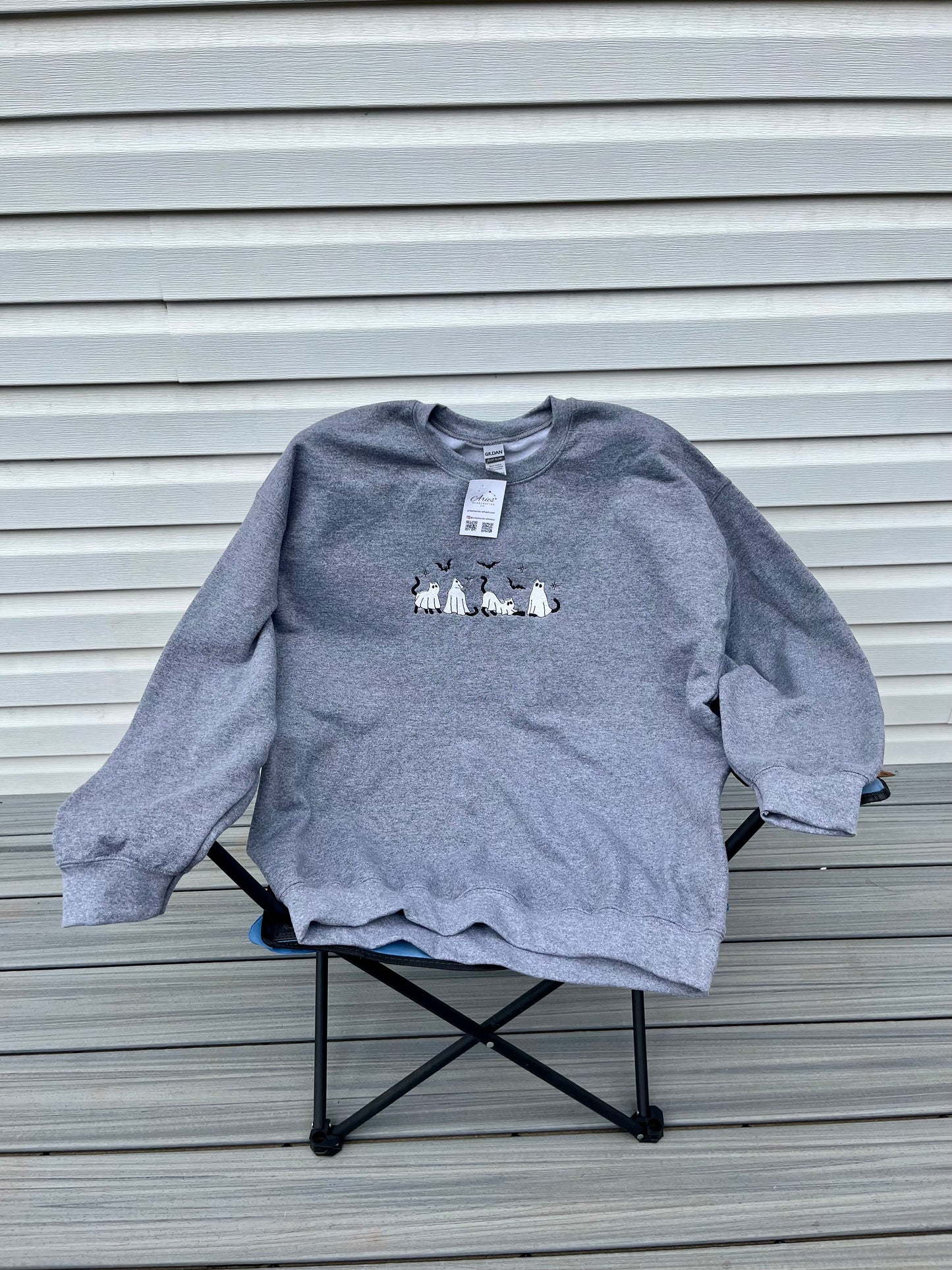Ghost Kitties Crew embroidered sweatshirt-custom made- personalize- made sizes and colors