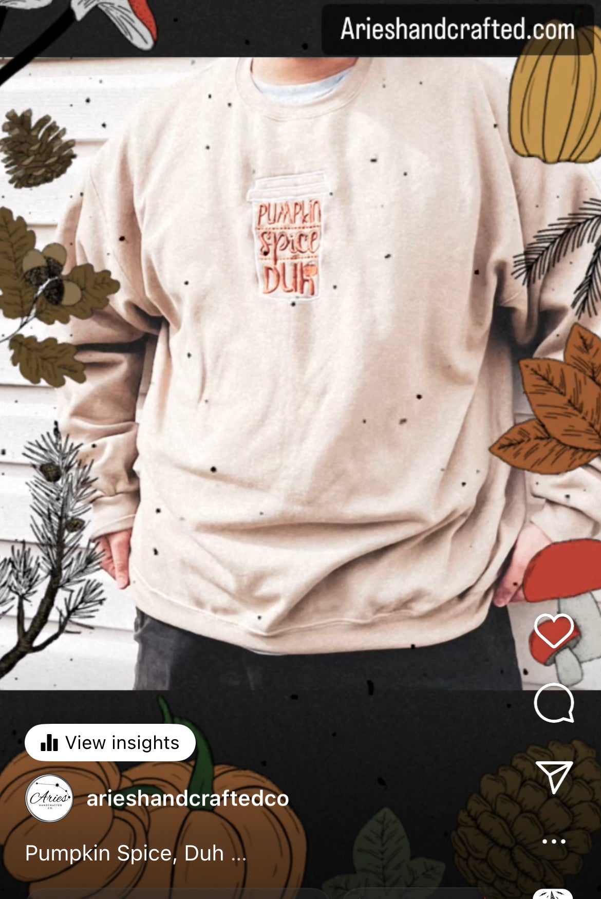 Pumpkin Spice latte Duh! crew sweatshirt, gender neutral, made to order, embroidered in the front, many colors and sizes, you can personalize this custom made swatshirt.