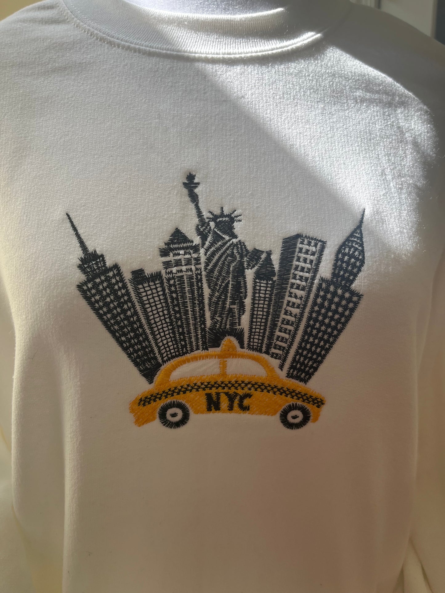 New York City and Yellow Cab embroidered crew neck