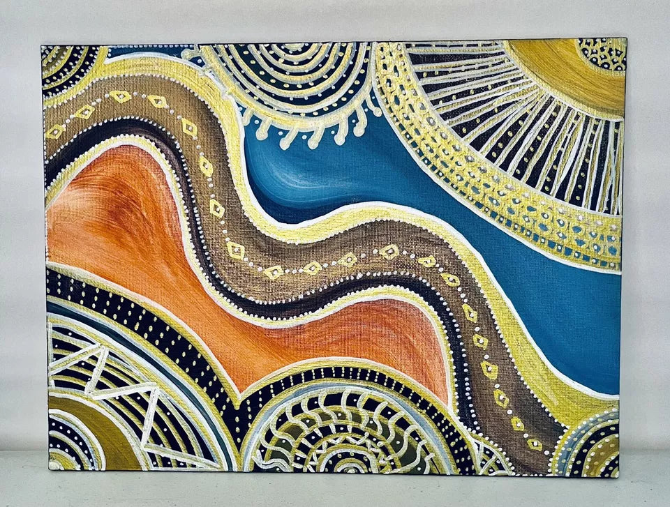 Unique abstract Art Hand painted Original Acrylic On Canva Black Frame Signed By Artist