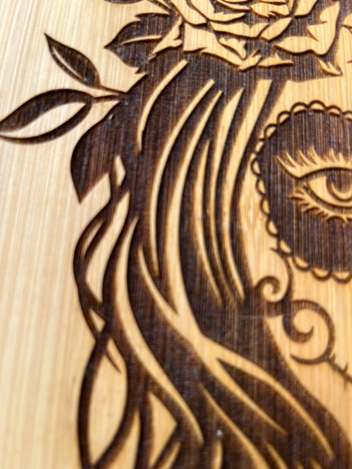 Dia De Muertos Girl - Laser Engraved- Handcrafted- Custom Made- Bamboo cutting board- personalized charcuteries boards