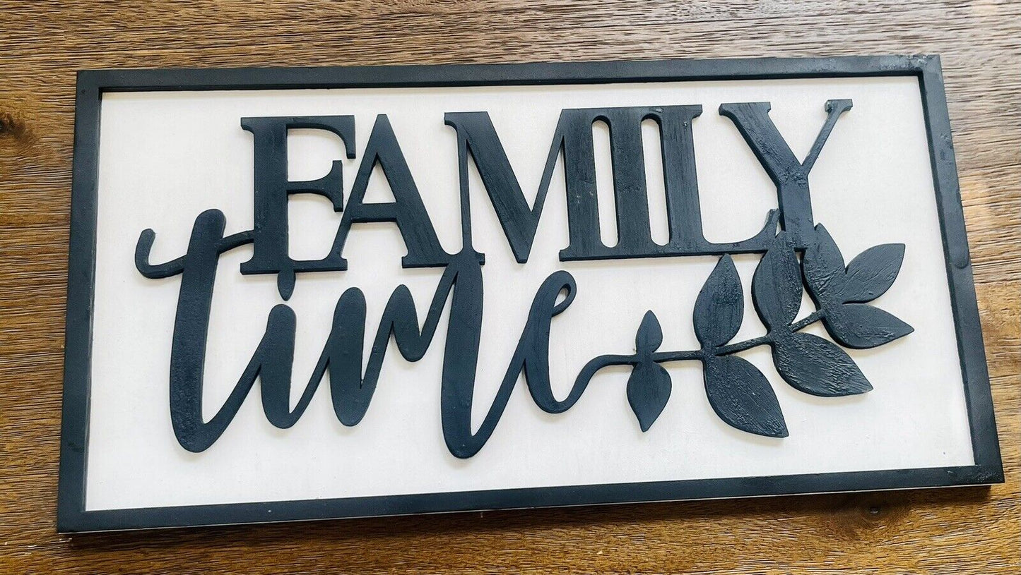 Family Time - wood sign- custom made- comfort colors- personalize- birch wood