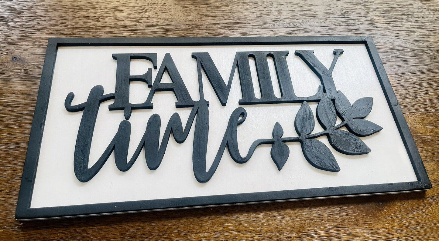 Family Time - wood sign- custom made- comfort colors- personalize- birch wood