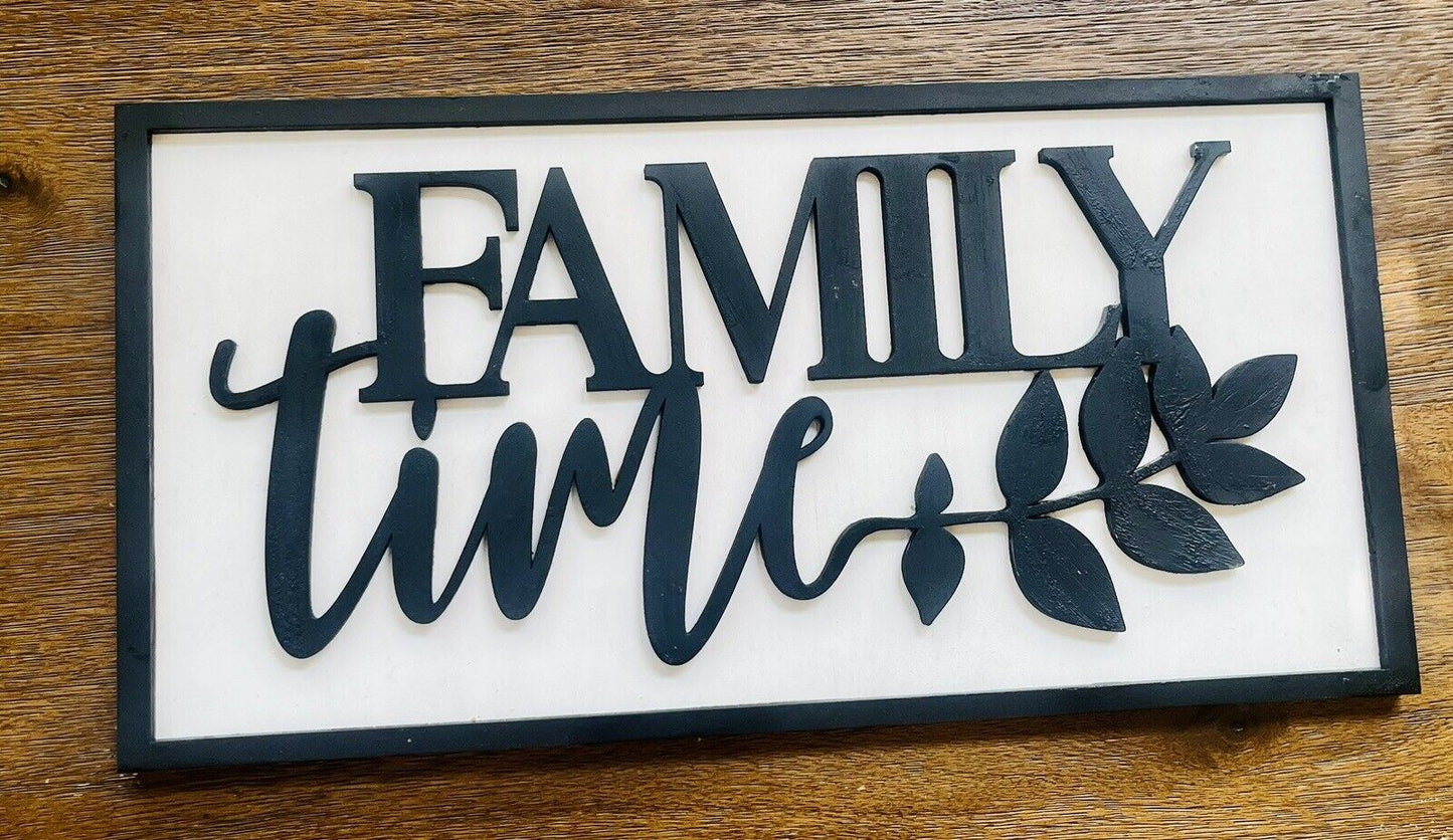 Family Time - wood sign- custom made- comfort colors- personalize- birch wood