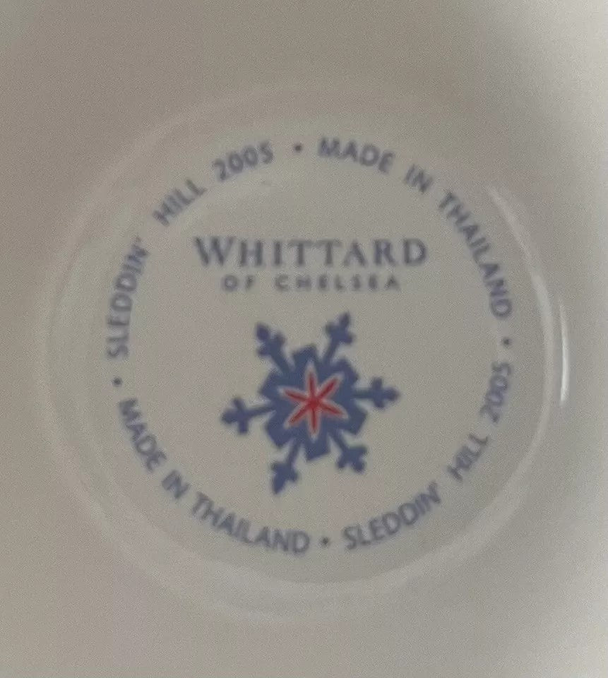 Whittard of Chelsea Sleddin Hill Coffee Mugs Holiday 2005 Snowflake Pedestal Cup