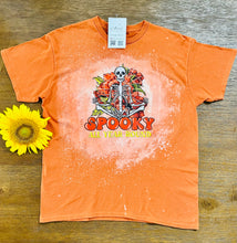 Load image into Gallery viewer, Halloween Spooky All Year Round Orange color T-shirt gender neutral short sleep bleached front and back
