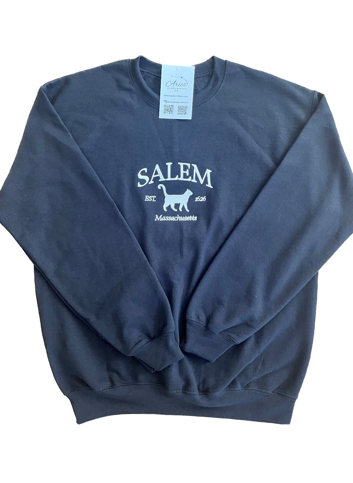 Salem Black Cat city crew sweatshirt long sleeve black cotton blend