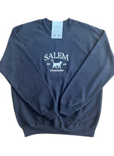 Load image into Gallery viewer, Salem Black Cat city crew sweatshirt long sleeve black cotton blend
