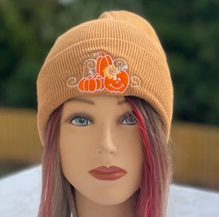 Embroidered Fall Beanies - Pumpkin patch- Fall accessories - multiple colors