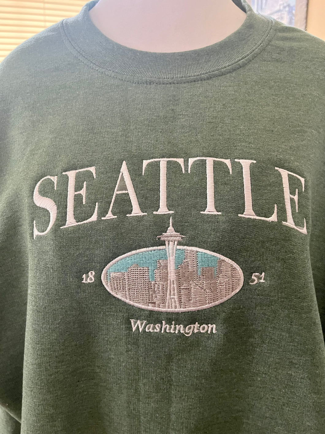 Seattle, Washington Embroidered Crewneck long sleeve