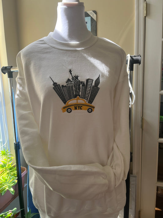 New York City and Yellow Cab embroidered crew neck