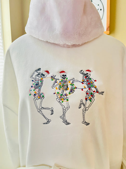 Embroidered Christmas Lights Skeleton Crew neck