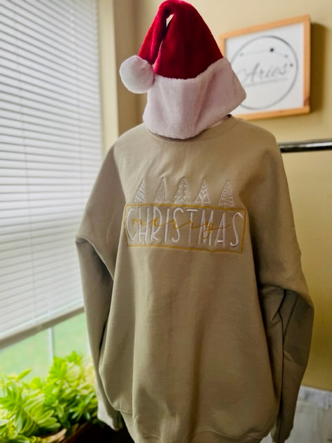 Merry Christmas embroidered crew neck sweatshirt