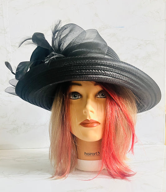 Lovely women's hat Vintage Inspired Black Color With Large Bow-New Without Tag