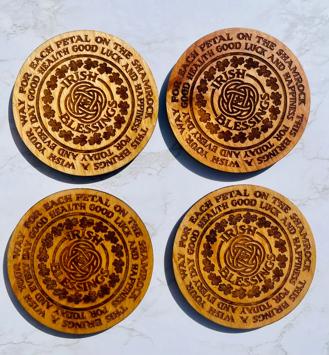 Irish Blessing Wood Coasters -set of 4