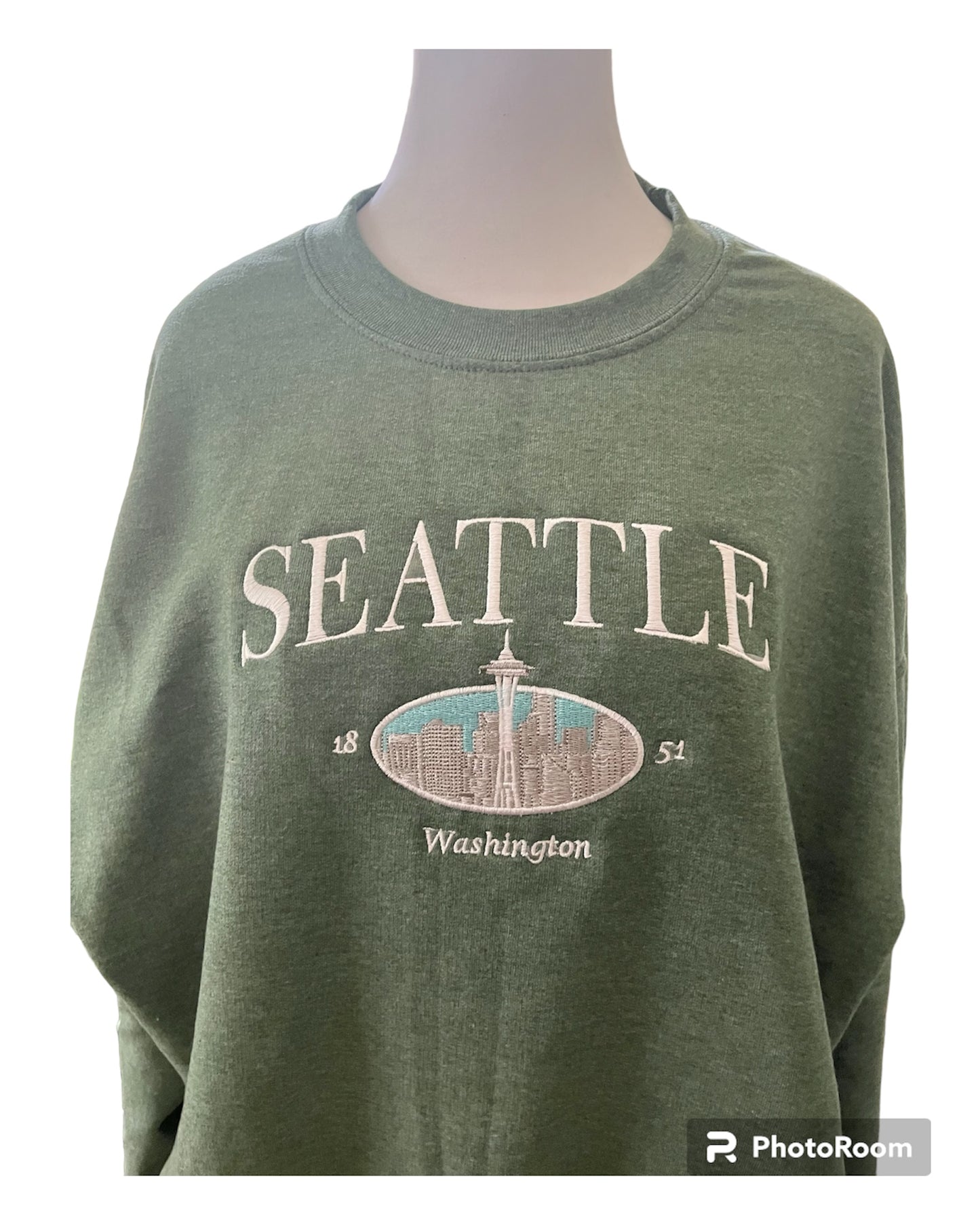 Seattle, Washington Embroidered Crewneck long sleeve