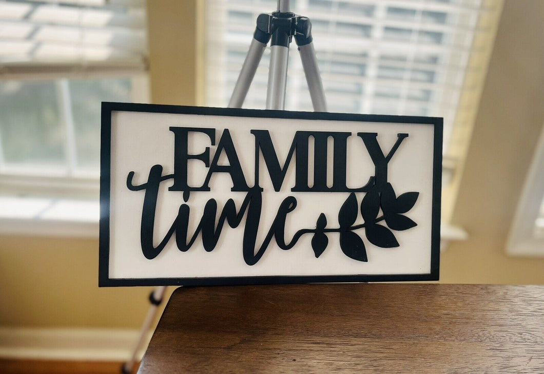 Family Time - wood sign- custom made- comfort colors- personalize- birch wood