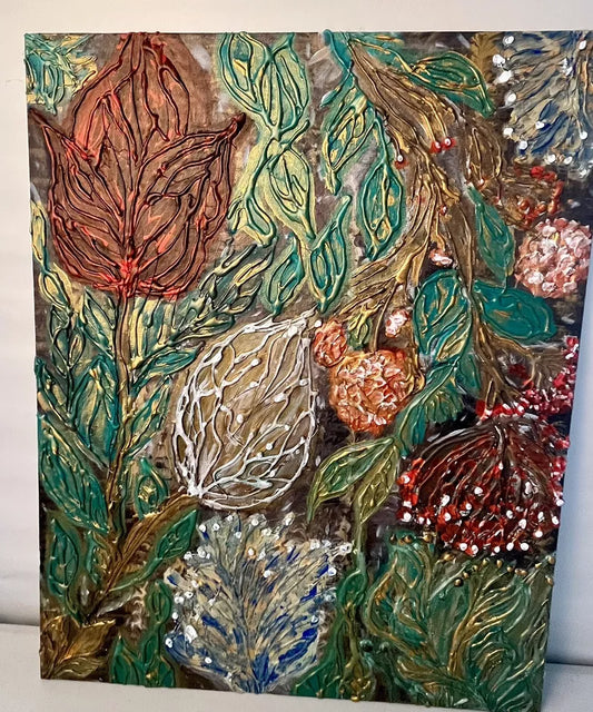 Wild Flowers Unique Art Hand painted Original Acrylic On Canvas Signed By Artist