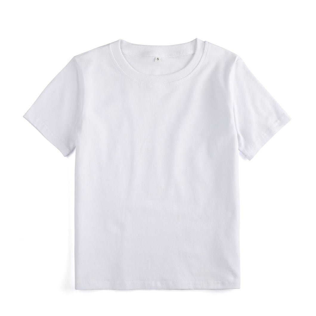 white short sleeve shirt blanks for boys or girls